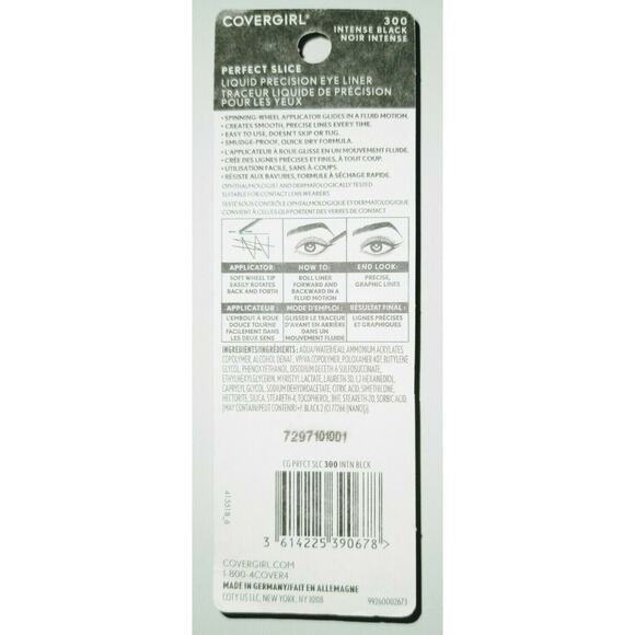 4/$20 Cover Girl Perfect Slice Liquid Precision Eyeliner, Intense Black 300 - Picture 3 of 5